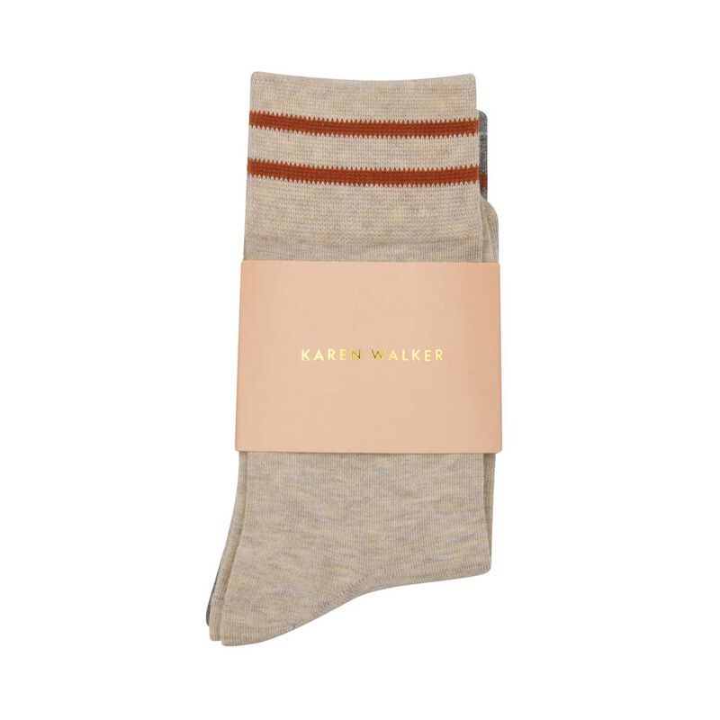 Karen Walker Runaway Girl Socks 2 Pack Natural/Grey/Chestnut image number 1